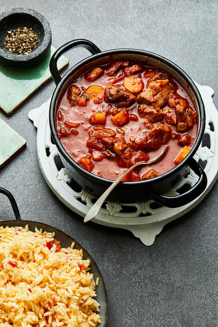 Lamb estufado with oregano tomatoes from Transmontana, Portugal