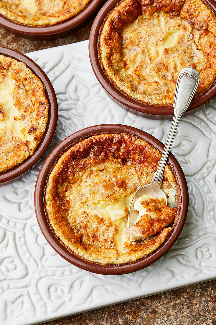 Oven-baked puddings from Castelo Branco, Portugal