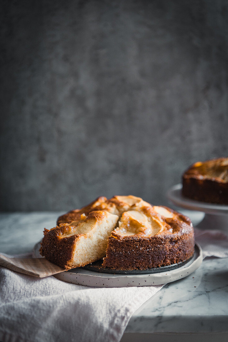 Homemade apple cake on plate