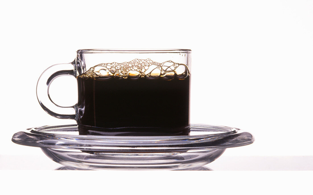 Black coffee in a glass cup