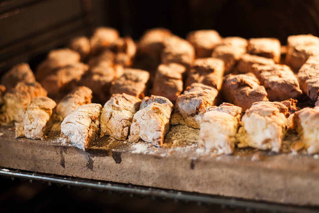 Cantuccini on a baking tray