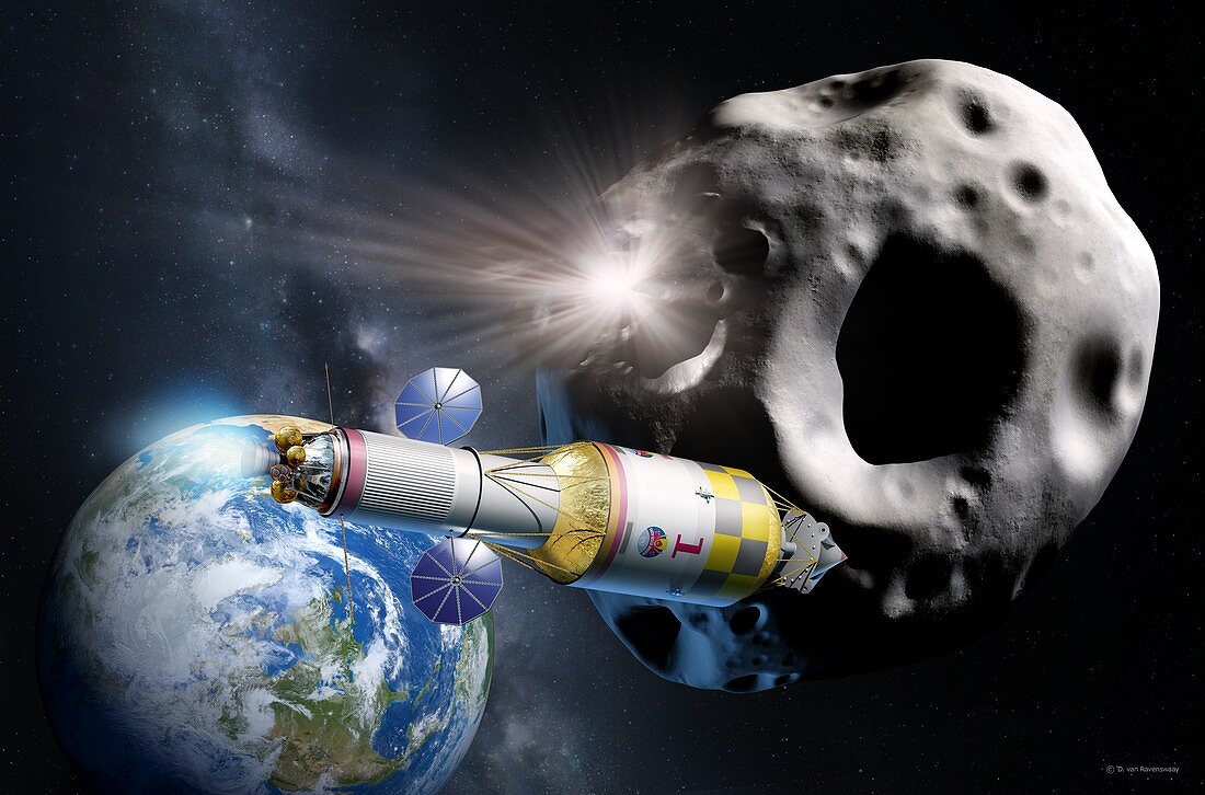 Asteroid defence spacecraft, illustration