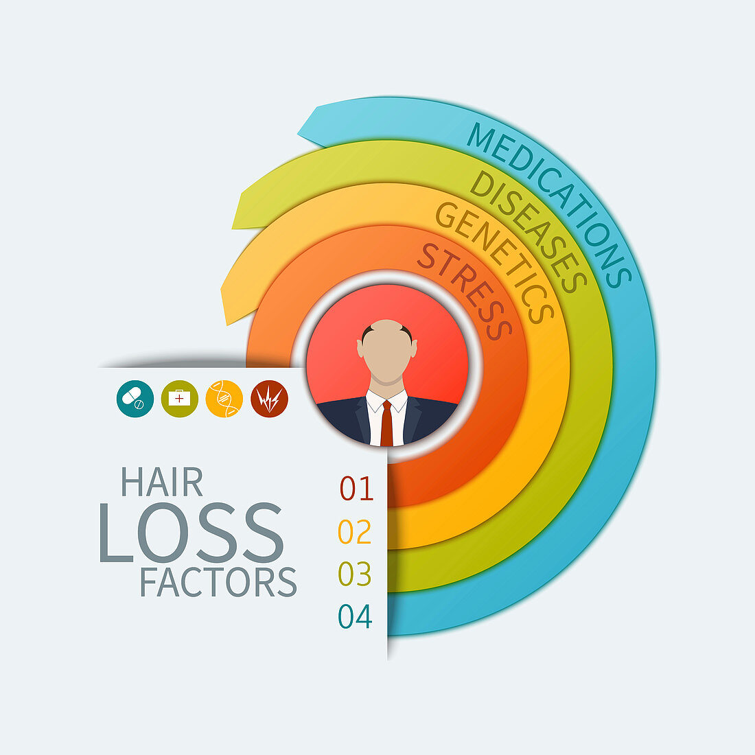 Hair loss factors, conceptual illustration