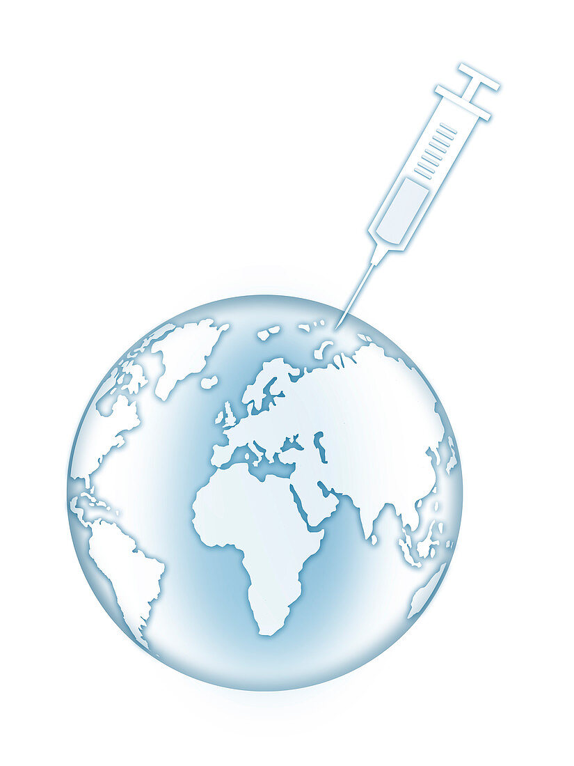Earth being injected with a syringe, illustration