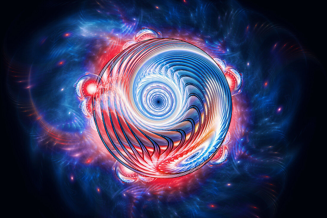 Multidimensional glowing sphere, illustration