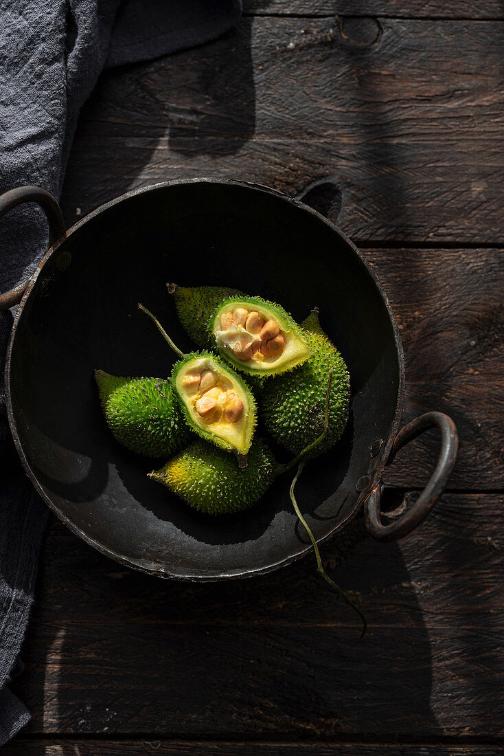 Spiny gourds in bowl