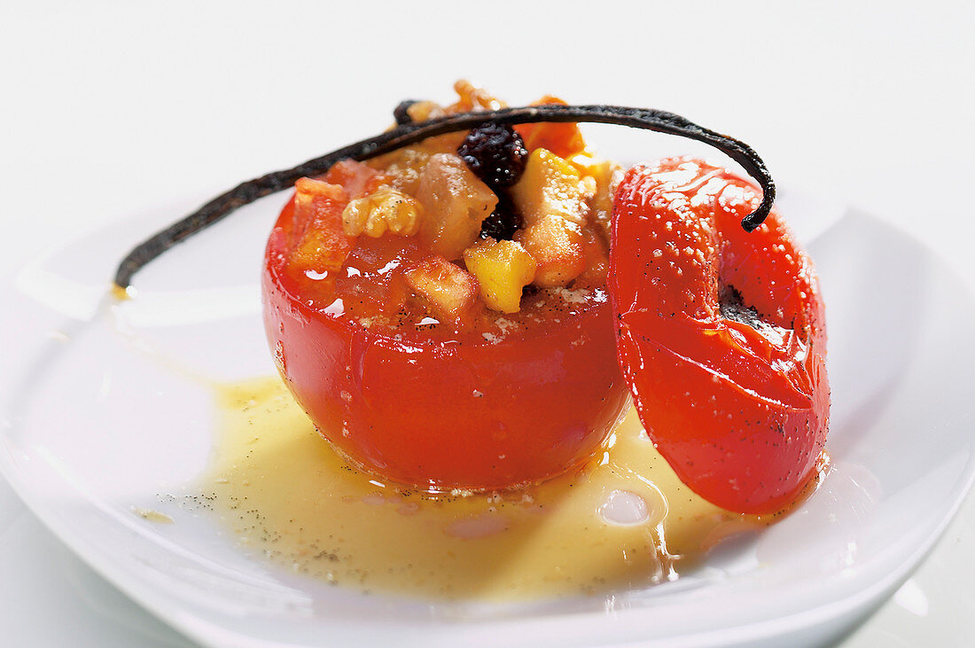 Stuffed dessert tomato with vanilla butter