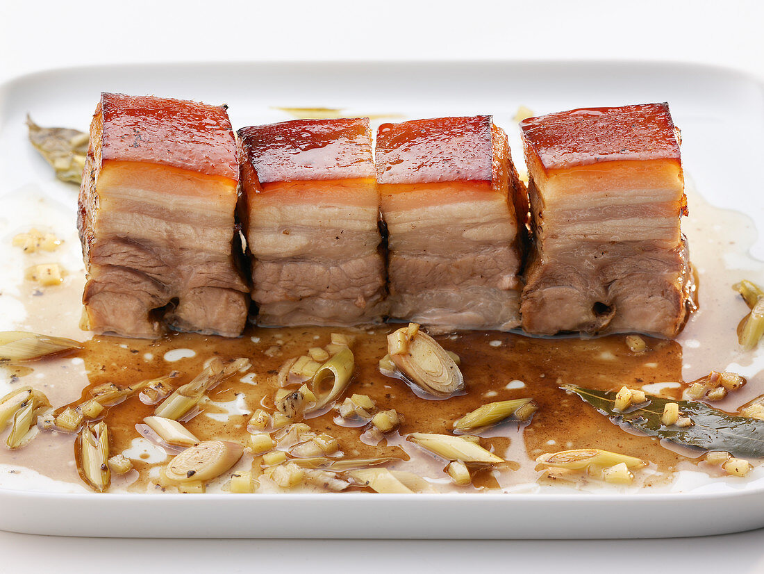 Pork belly confit in lemongrass and soy sauce