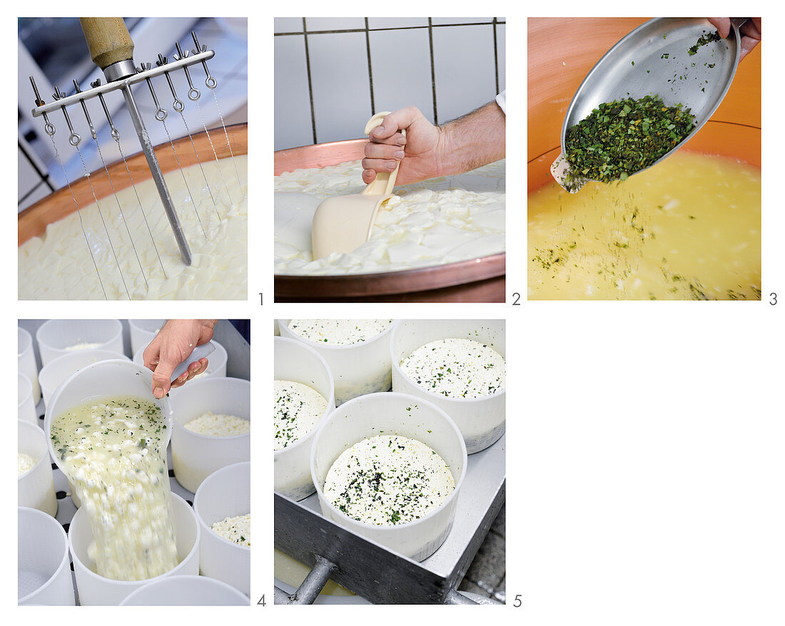Obermünstertal red smear cheese with meadow herbs being made