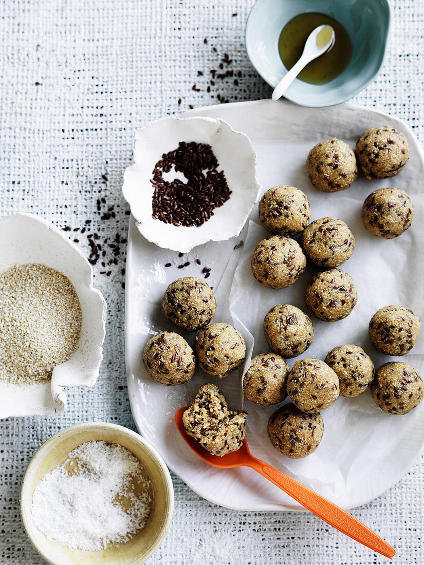 Oatmeal bliss balls and ingredients