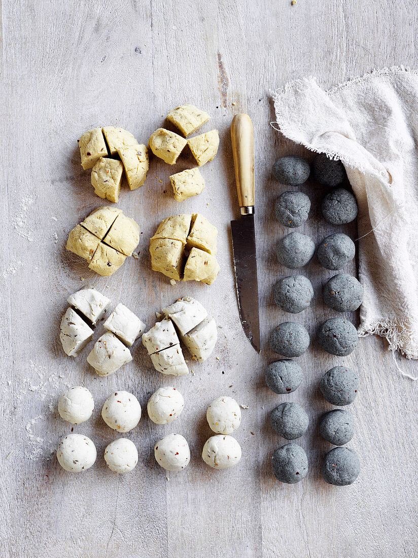 Dough in different colours for corn tortillas