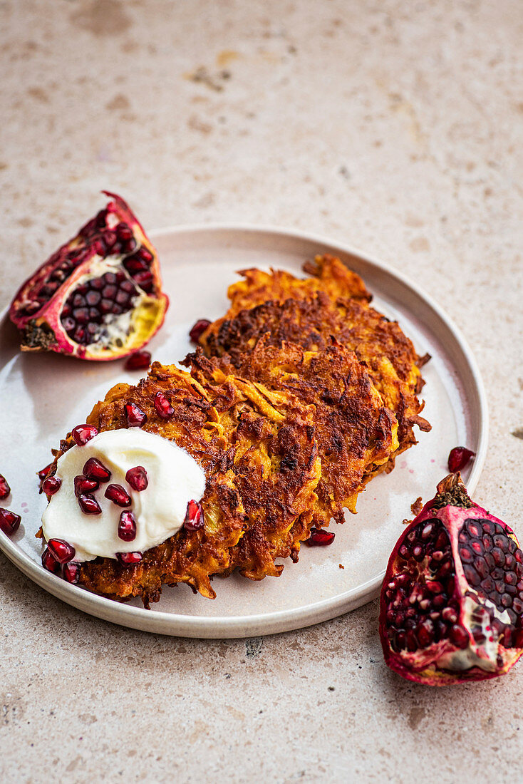 Gluten free latkes with pomegranate