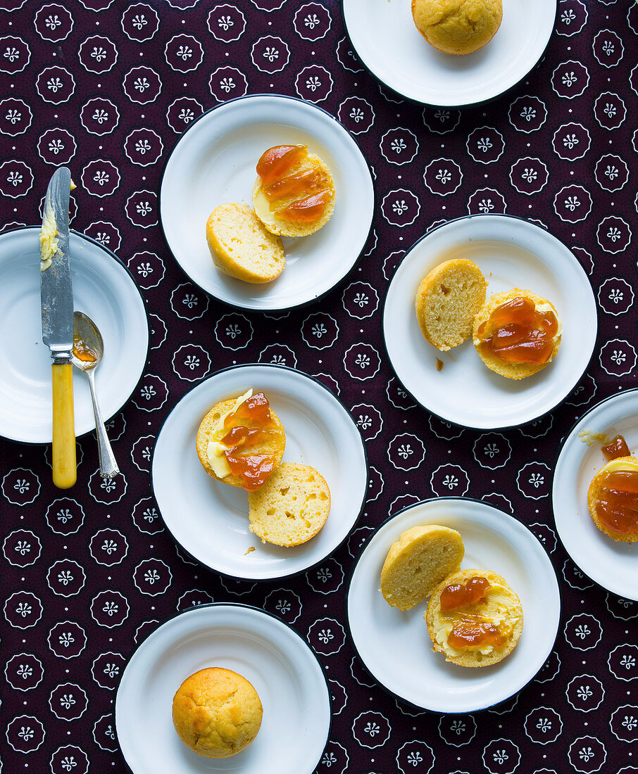 Scones with butter and jam