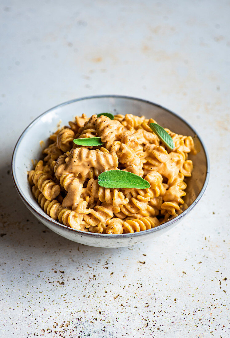 Pumpkin and cheese pasta with sage