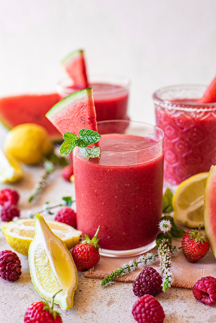 Watermelon and red berry smoothie