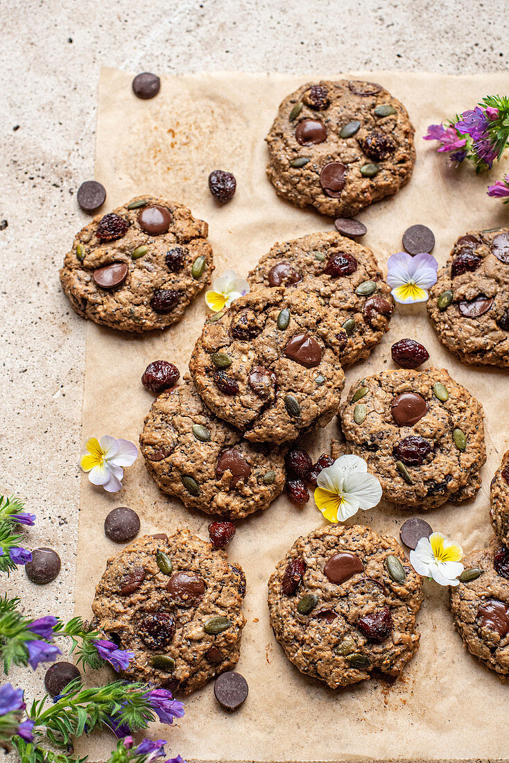 Cookies with cranberries and pumpkin seeds