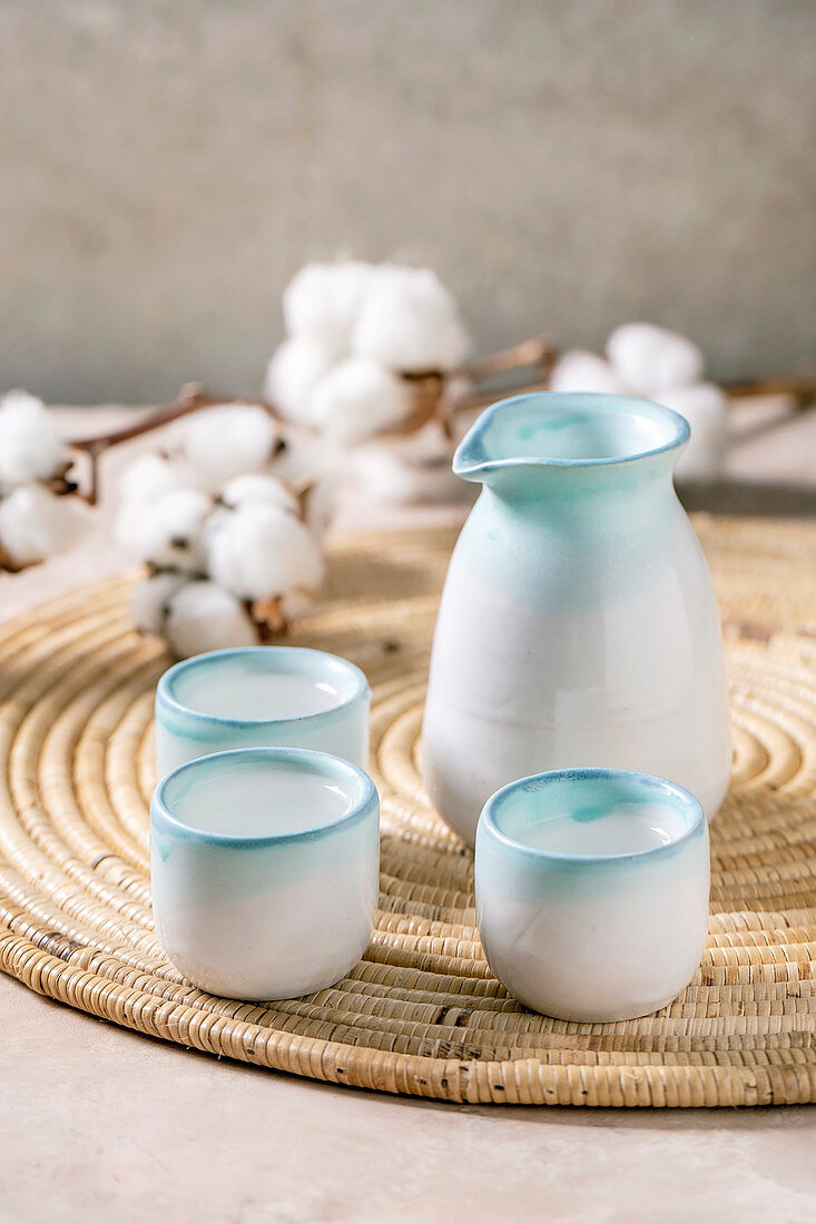 Sake im traditionellen japanischen Keramikgeschirr