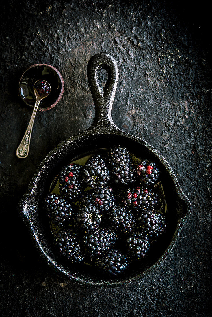 Blackberries on a black background