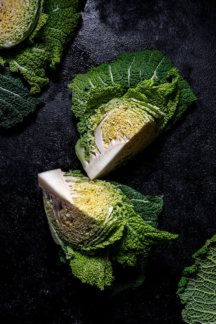 Sliced green cabbage