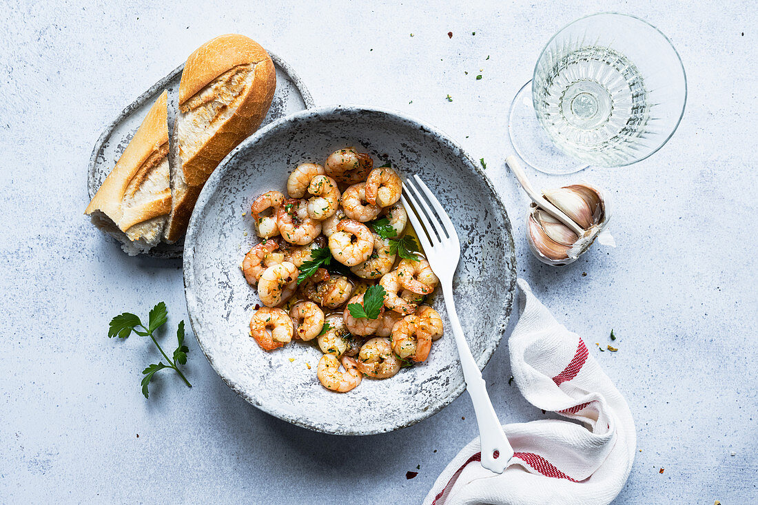 Garlic prawns