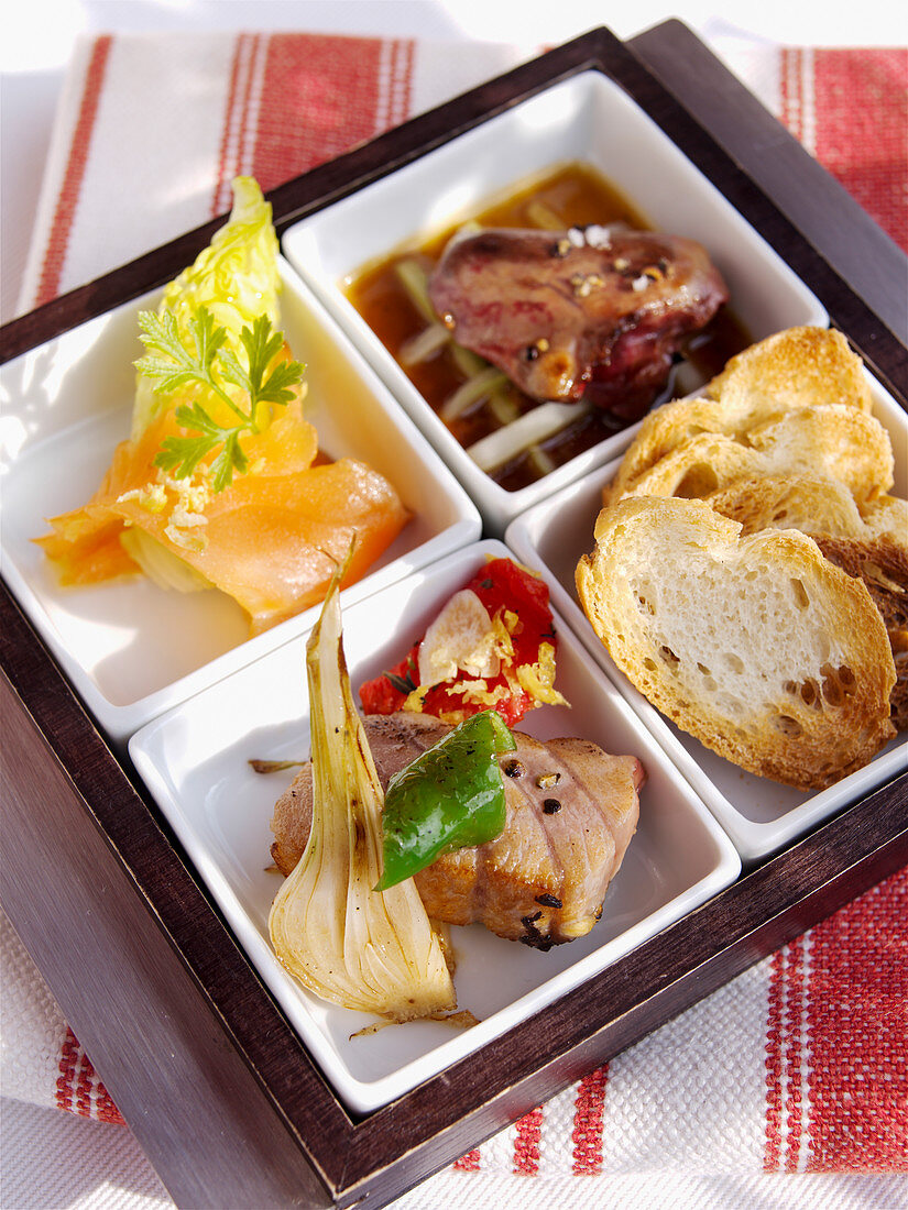 Amuse bouche with toasted bread