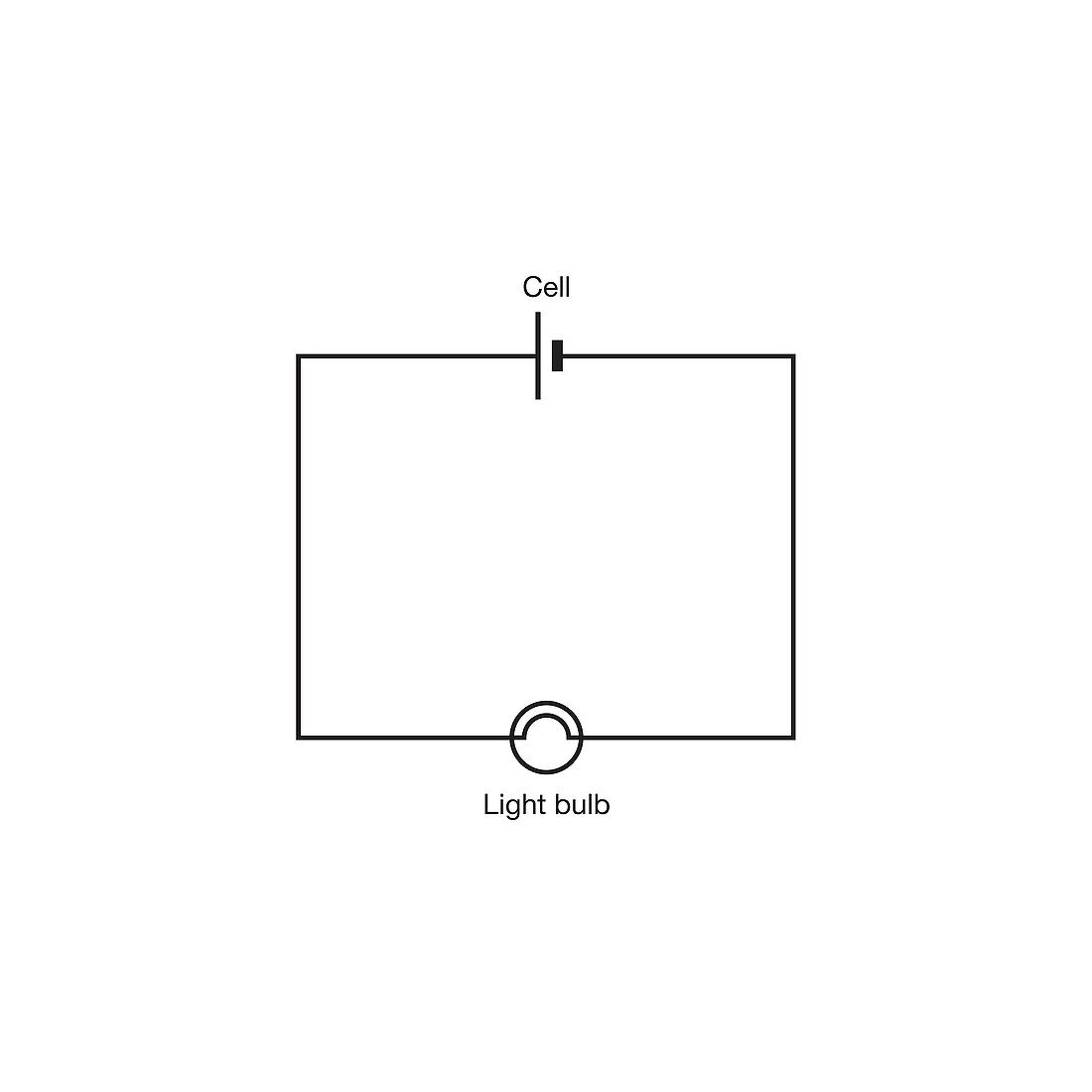 Simple lighting circuit, illustration