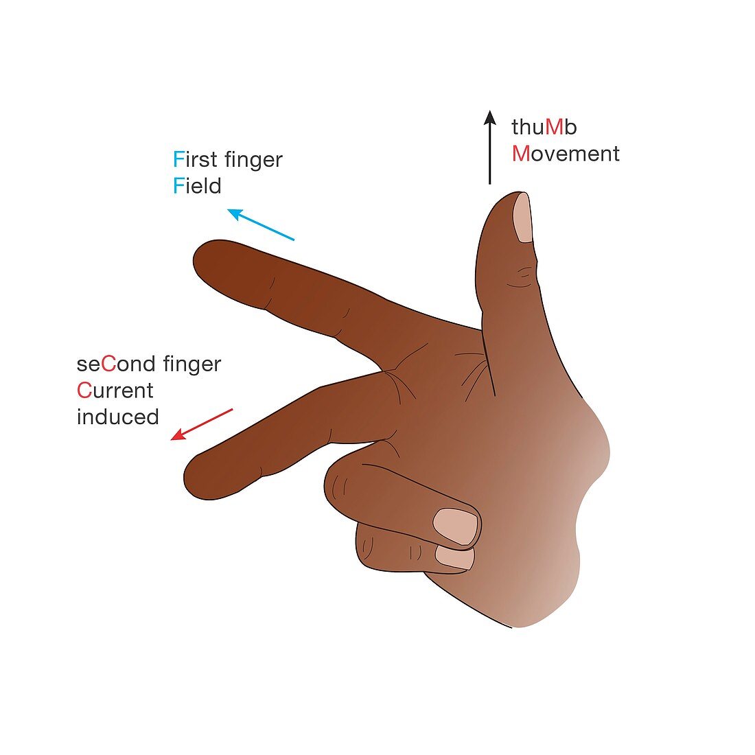 Fleming's right-hand rule for generators, illustration