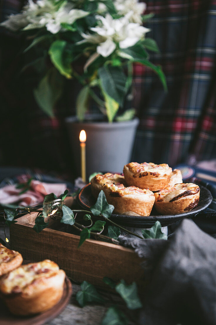 Mini Quiche on a dark background