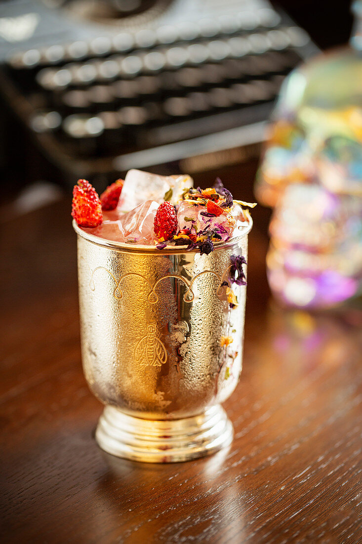 Mule Cocktail with wild strawberries