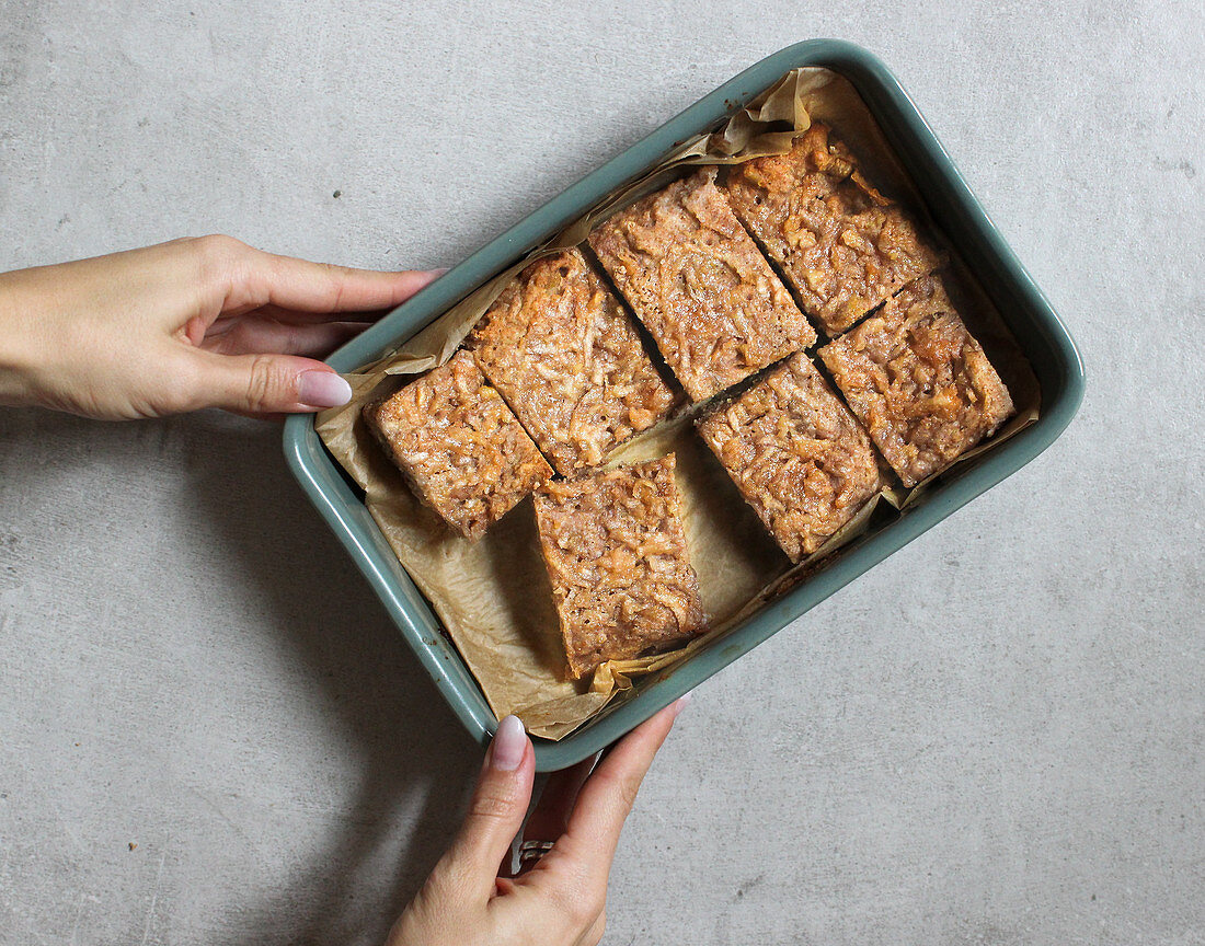 Vegan pear and walnut blondies