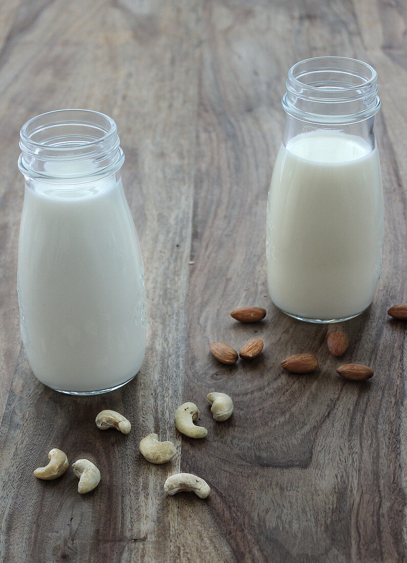 Almond drink and cashew drink