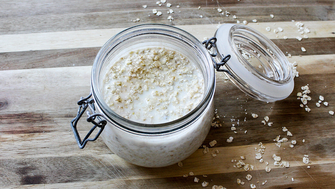 Overnight oats made with almond drink