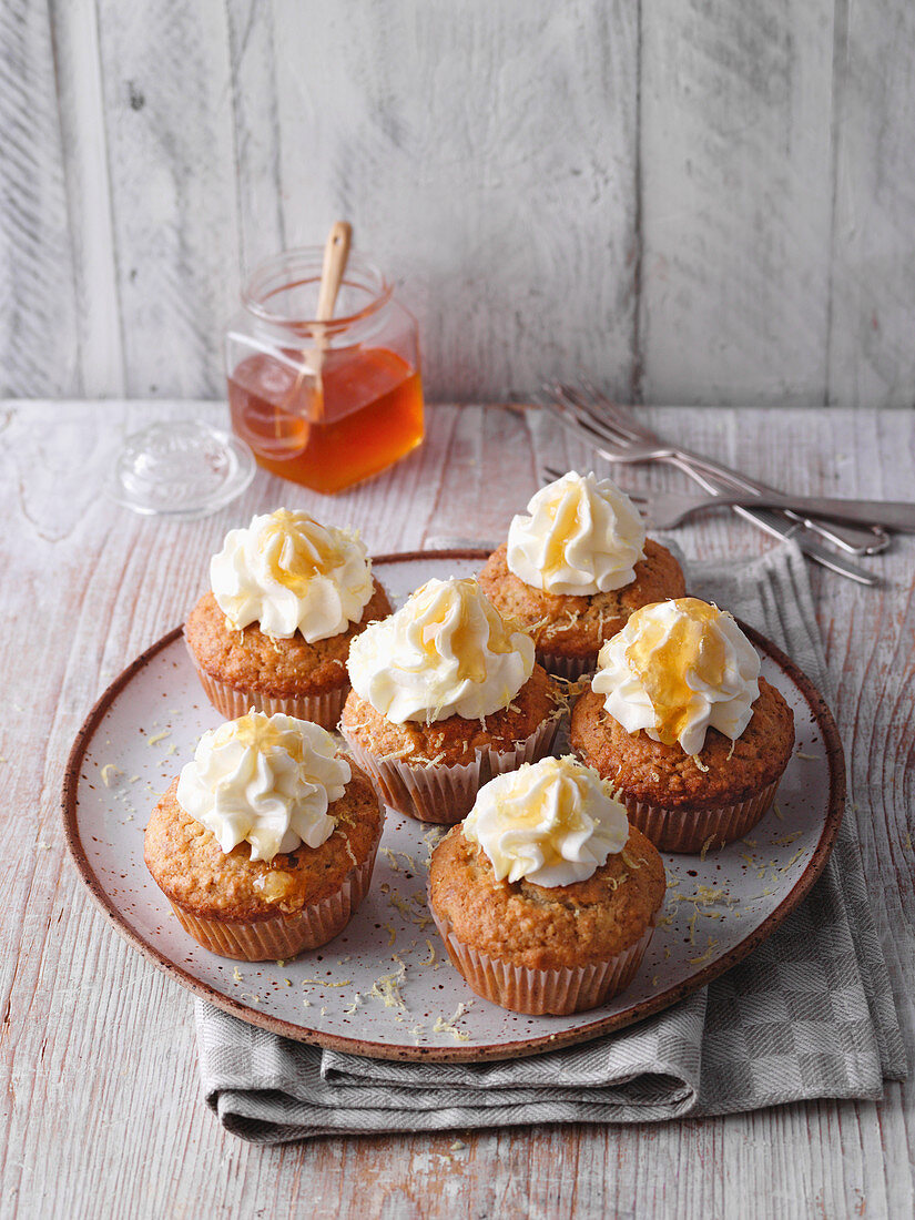 Potato-almond cupcakes with lemon frosting