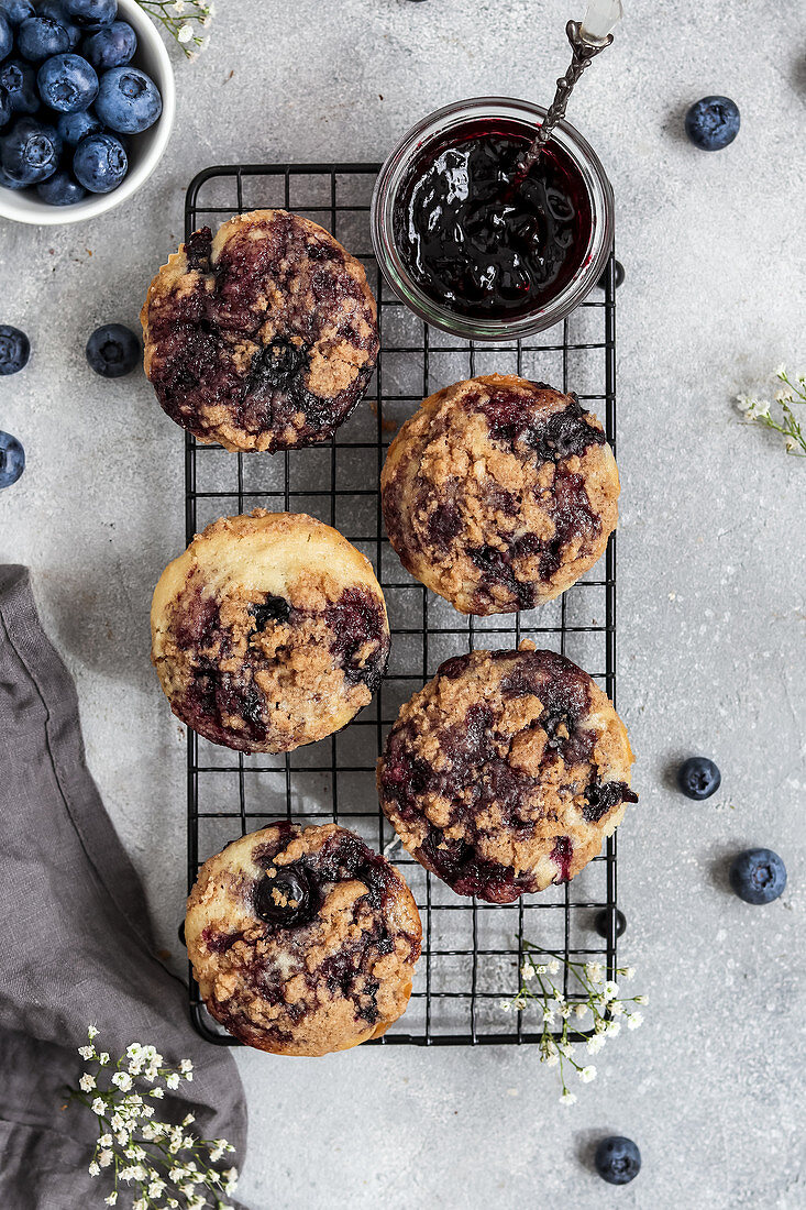Vegan blueberry muffins with cinnamon sprinkles