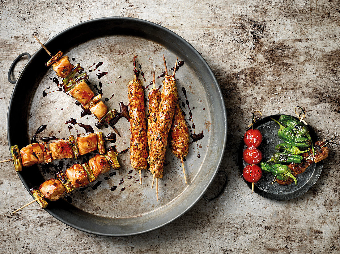 Chicken Yakitori and grilled vegetable skewers