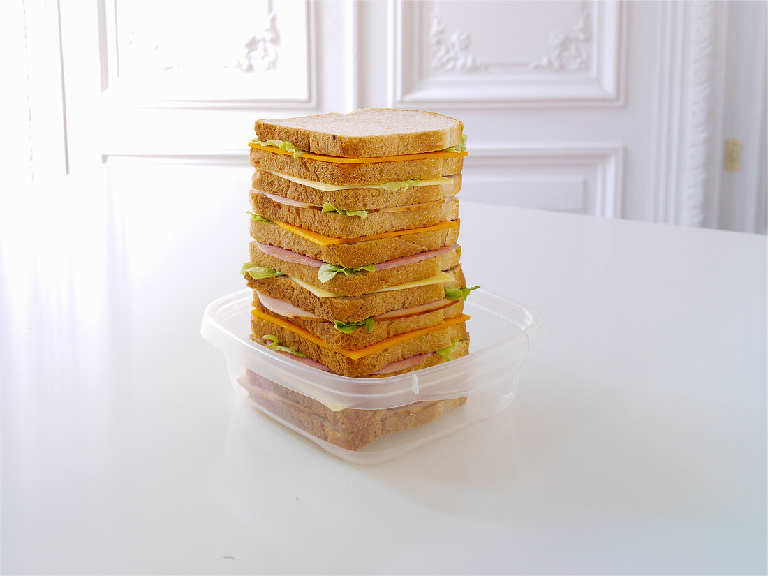 Sandwich stack in a lunch box