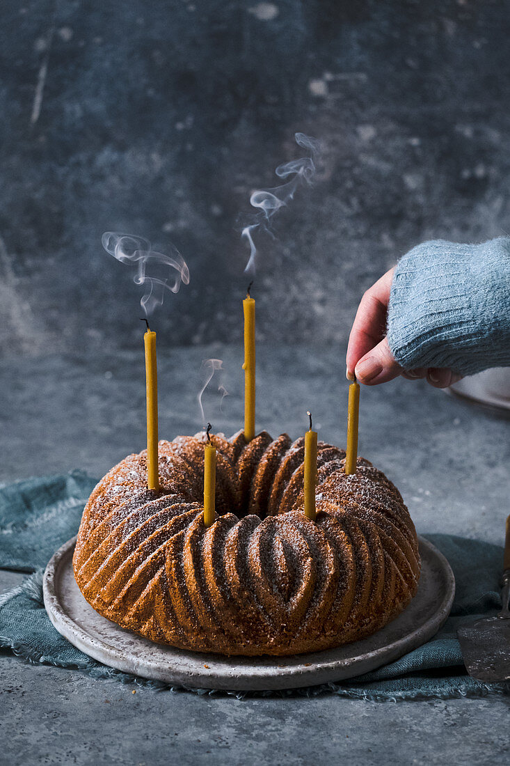 Bundt cake with candles