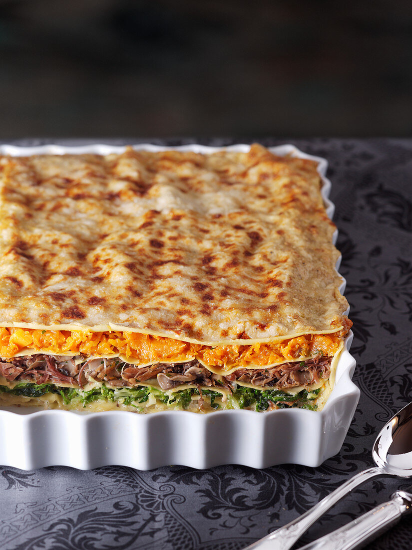 Duck and pumpkin lasagne