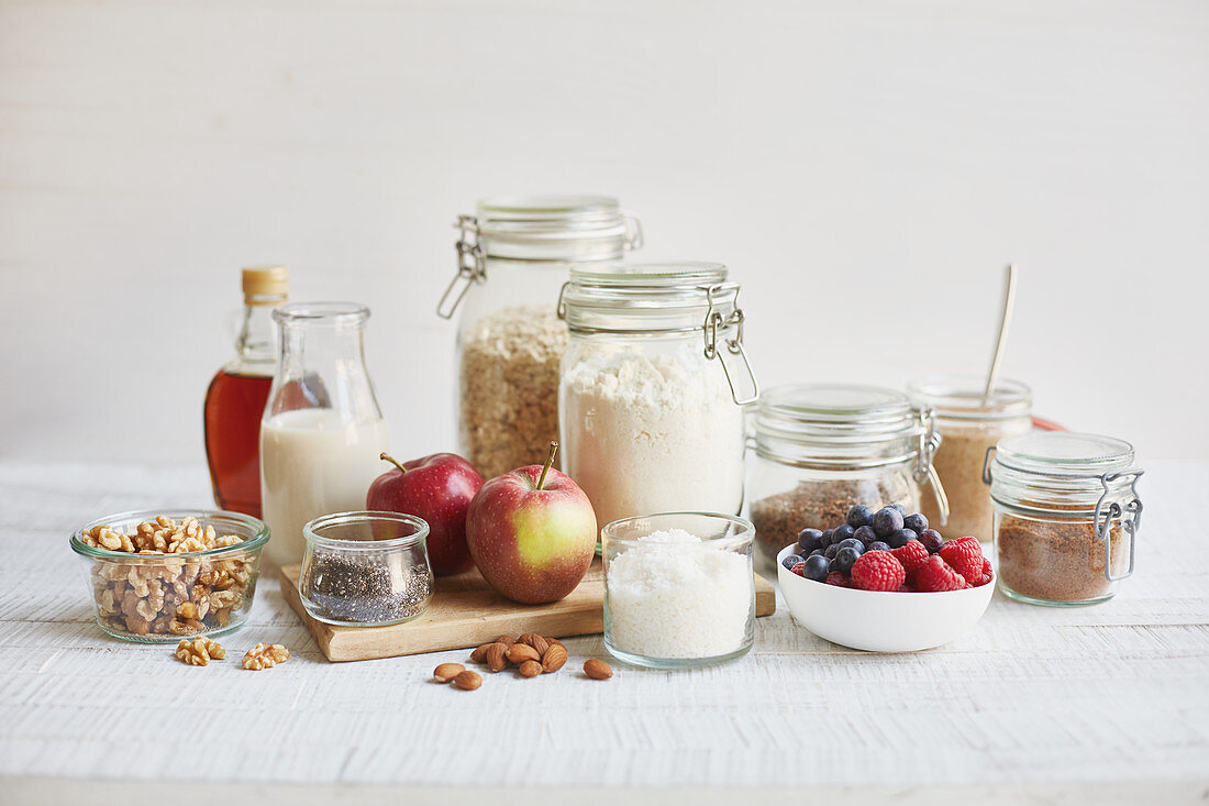 Ingredients for making a healthy breakfast