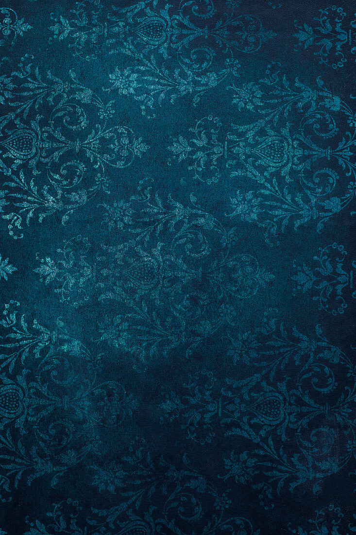 Dark blue background with floral pattern