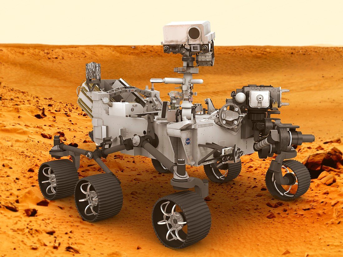 Perseverance rover on Mars surface, illustration