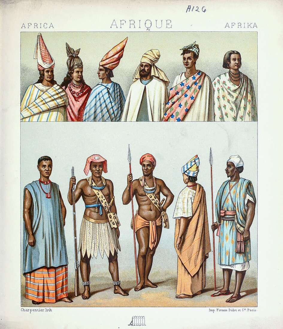 Ancient African fashion and accessories, illustration