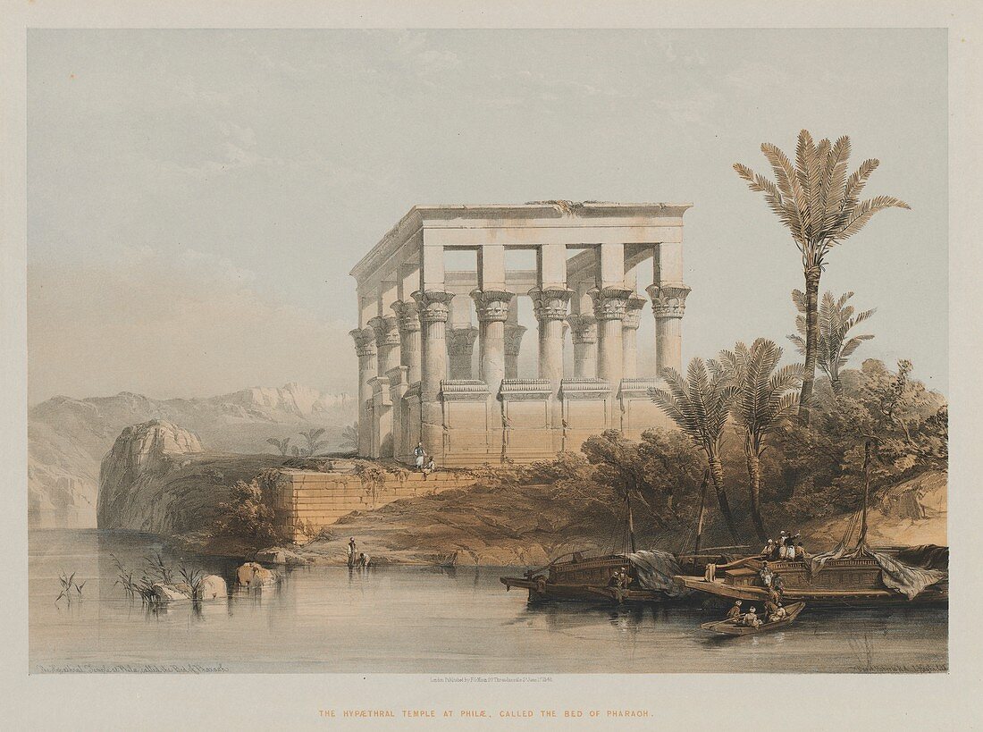 Hypaethral Temple at Philae, 19th century illustration