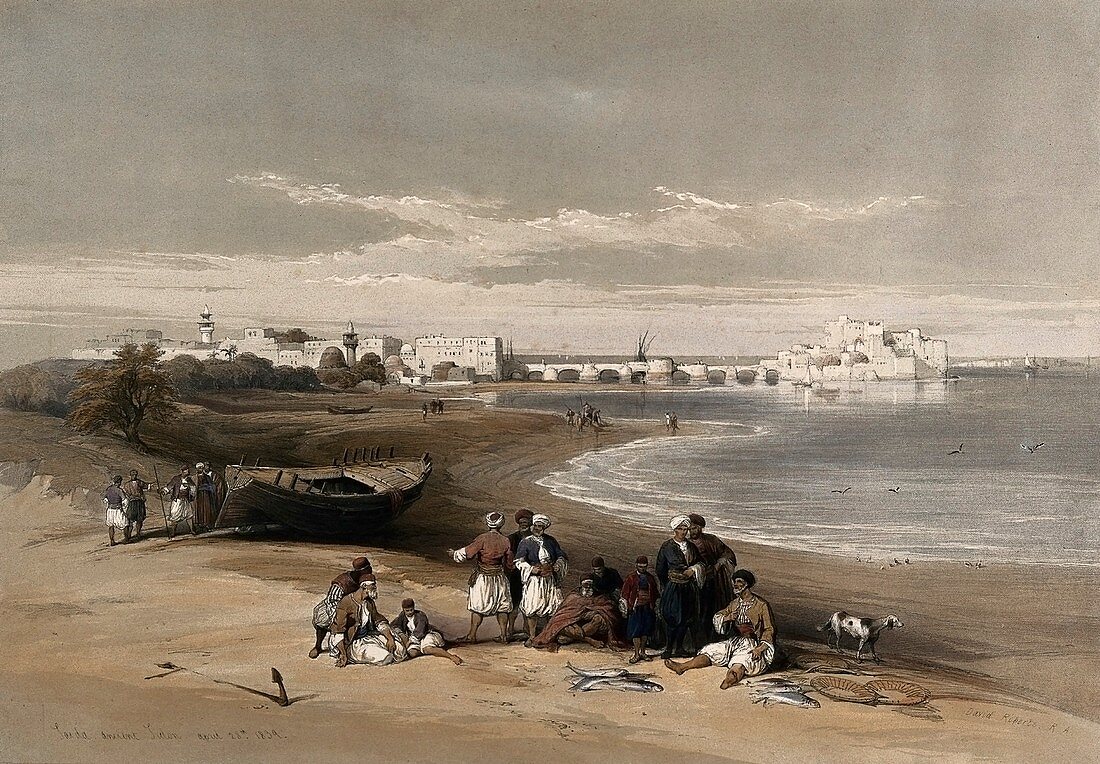 Sidon, Lebanon, 19th century illustration