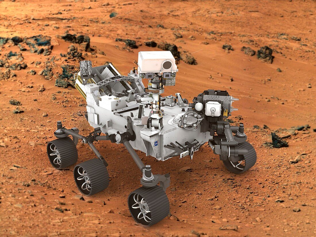 Perseverance rover on Mars surface, illustration