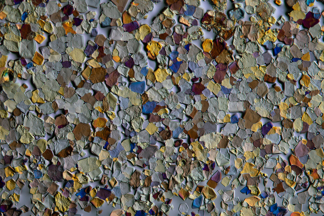 Ammonium cerium nitrate, polarised light micrograph