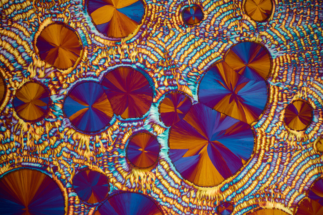 Ferrous sulphate heptahydrate, polarised light micrograph