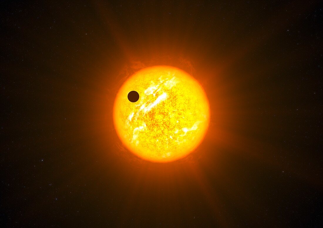 Exoplanet in a retrograde orbit, illustration