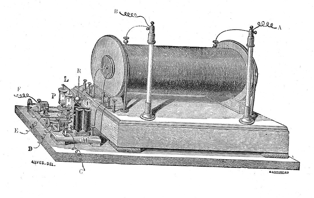 19th Century induction coil, illustration
