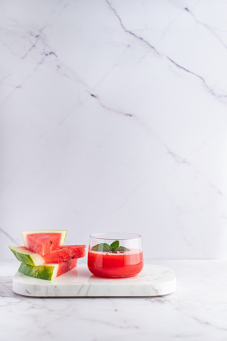 Watermelon and mint juice